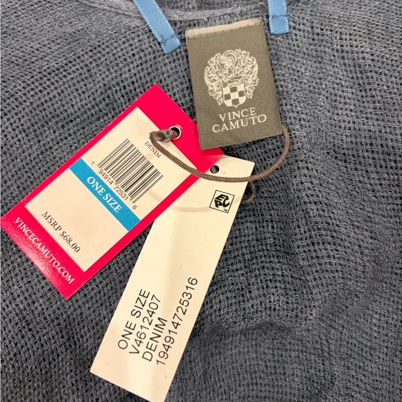 NWT Vince Camuto BlueGray Tassel Fringe Swim Cover-up OS Kimono Beach Pool Party - Picture 7 of 9